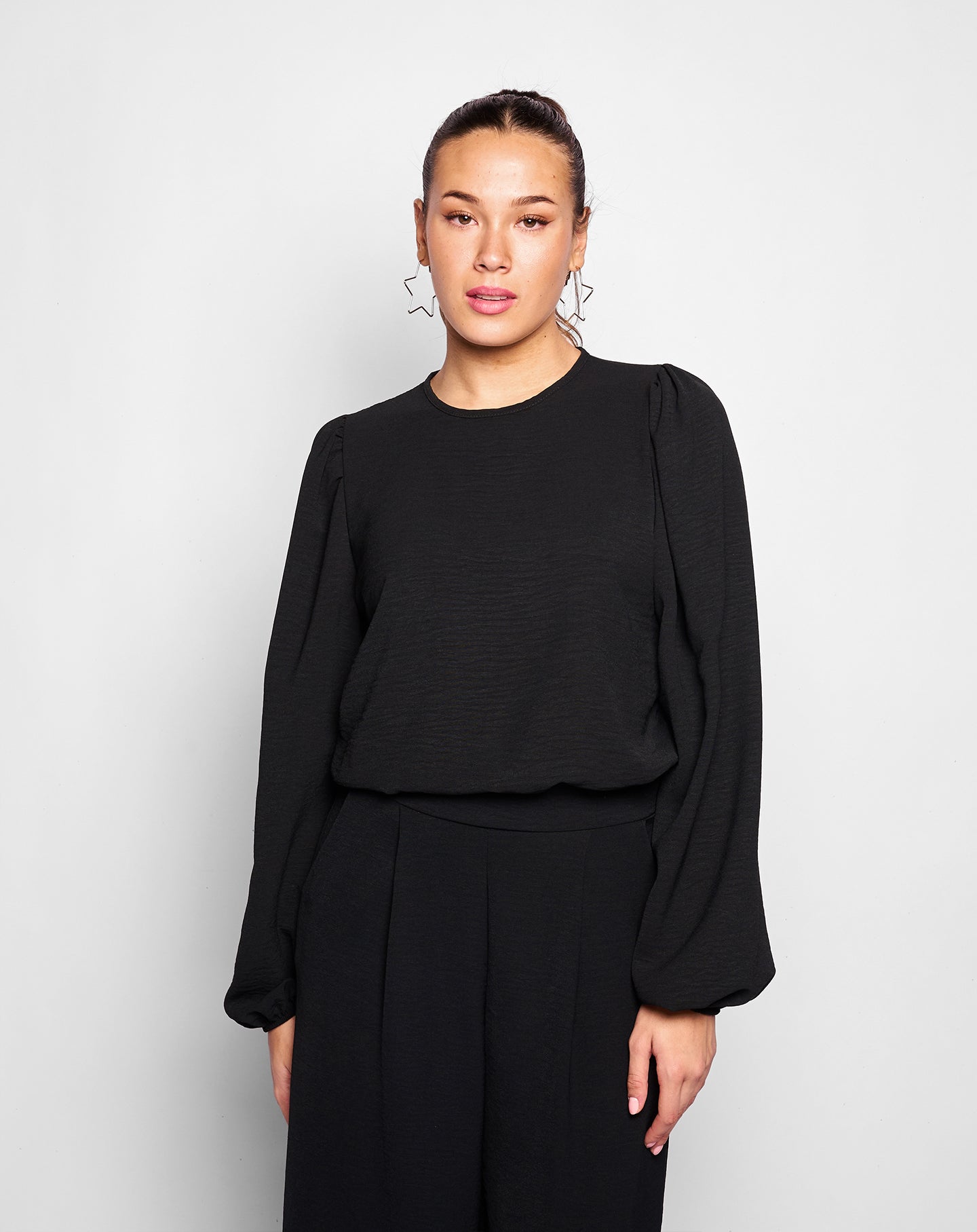 JULIE PUFF LONG SLEEVE TOP BLACK