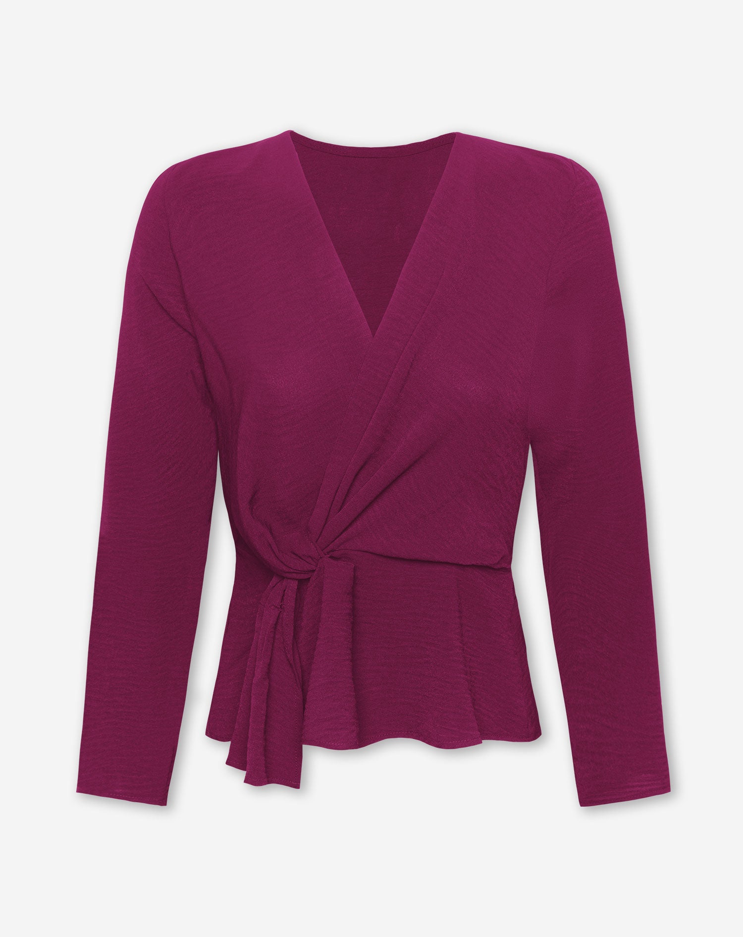 JULIE LONG SLEEVE WRAP TOP CHERRY