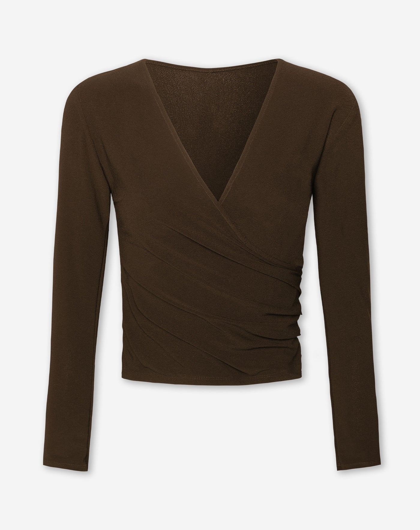 Wrap Top - katoen- donkerbruin- wijdere versie main image 1