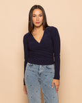 MARY WRAP TOP MARINEBLAUW
