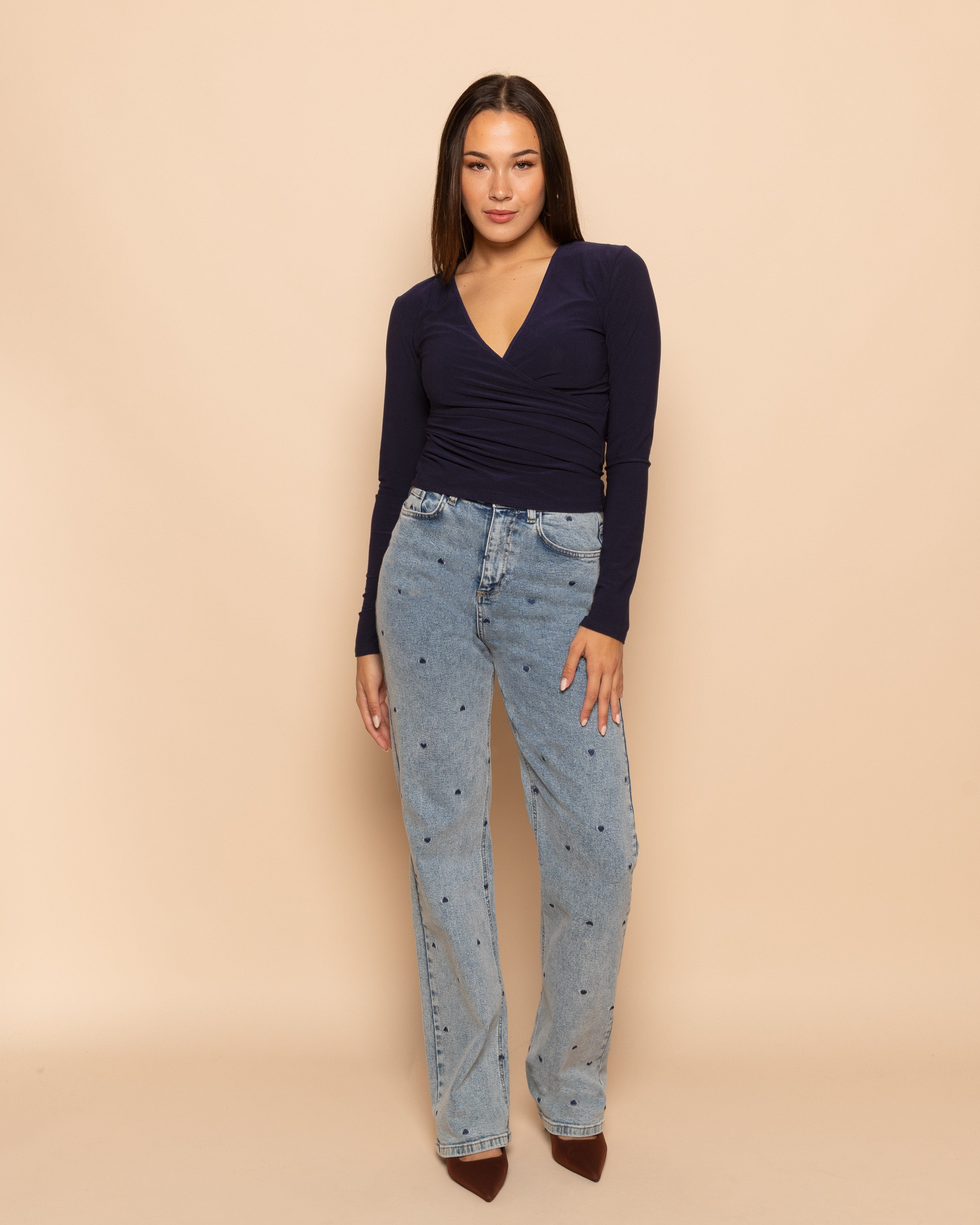 HEART BOOTCUT JEANS MARINEBLAUW