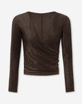 MARY GLITTER WRAP TOP BROWN