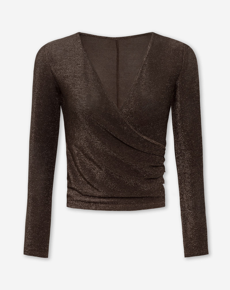 MARY GLITTER WRAP TOP BRUIN
