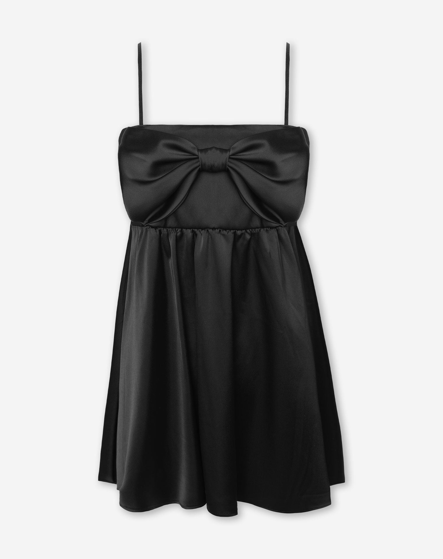 BIG BOW SATIN DRESS BLACK