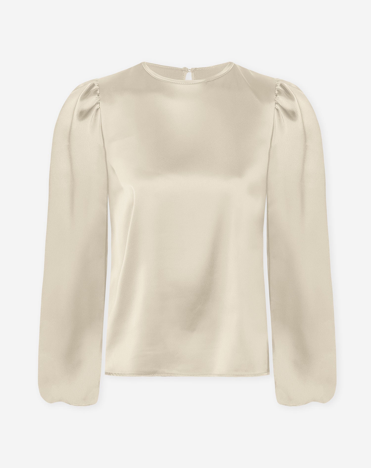 JULIE SATIN PUFF LONG SLEEVE TOP BEIGE