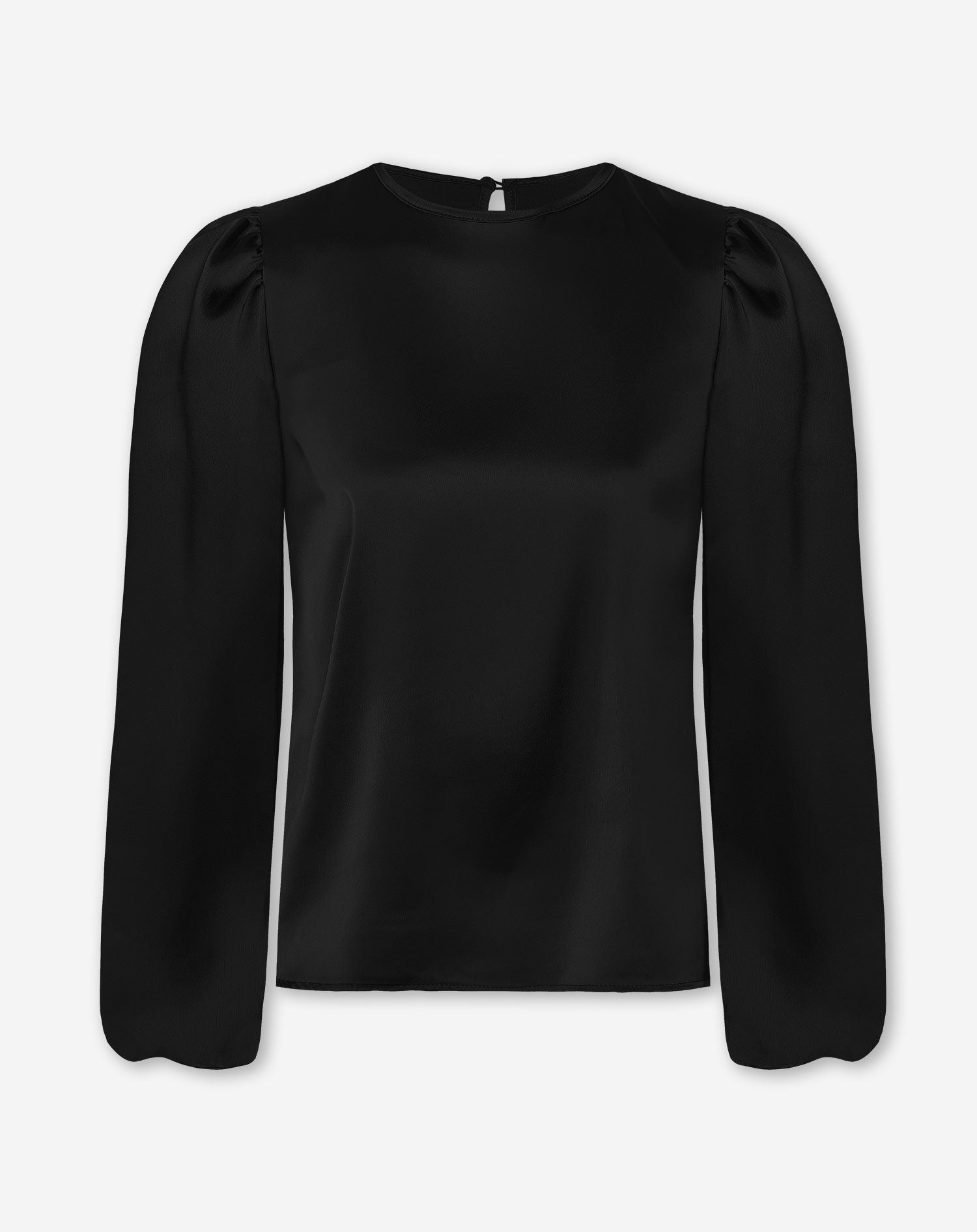 JULIE SATIN PUFF LONG SLEEVE TOP BLACK