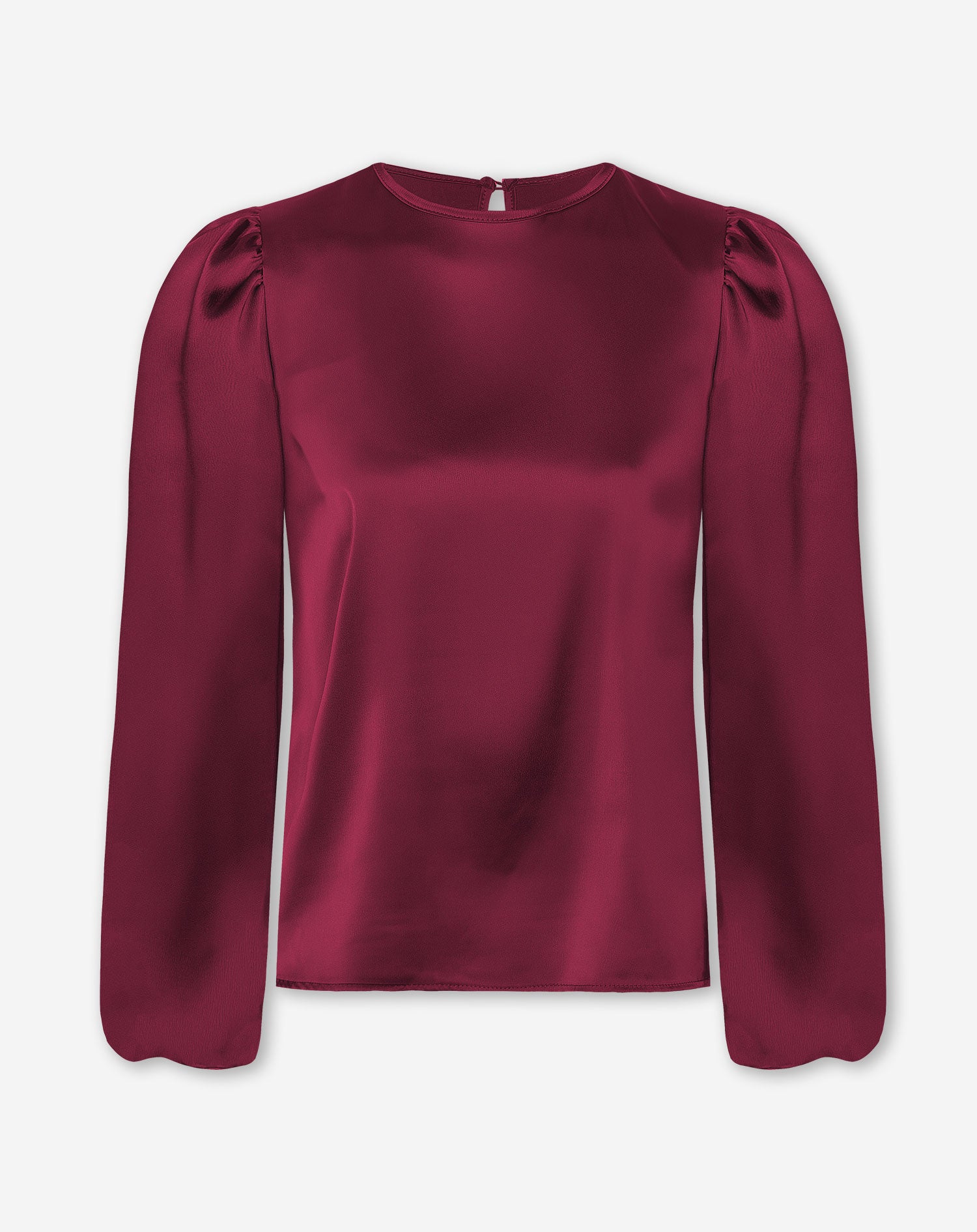 JULIE SATIN PUFF LONG SLEEVE TOP BORDEAUX