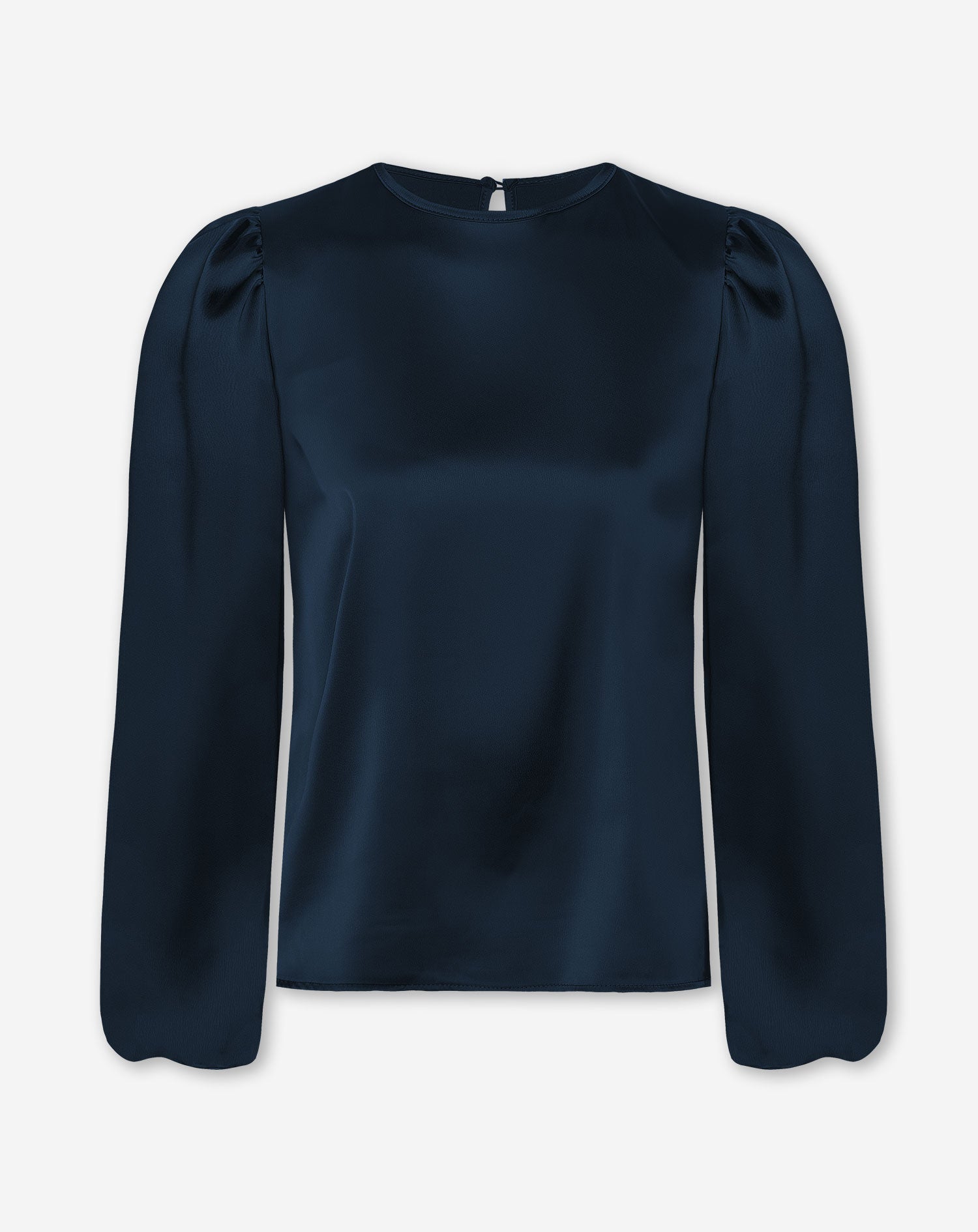 JULIE SATIN PUFF LONG SLEEVE TOP NAVY