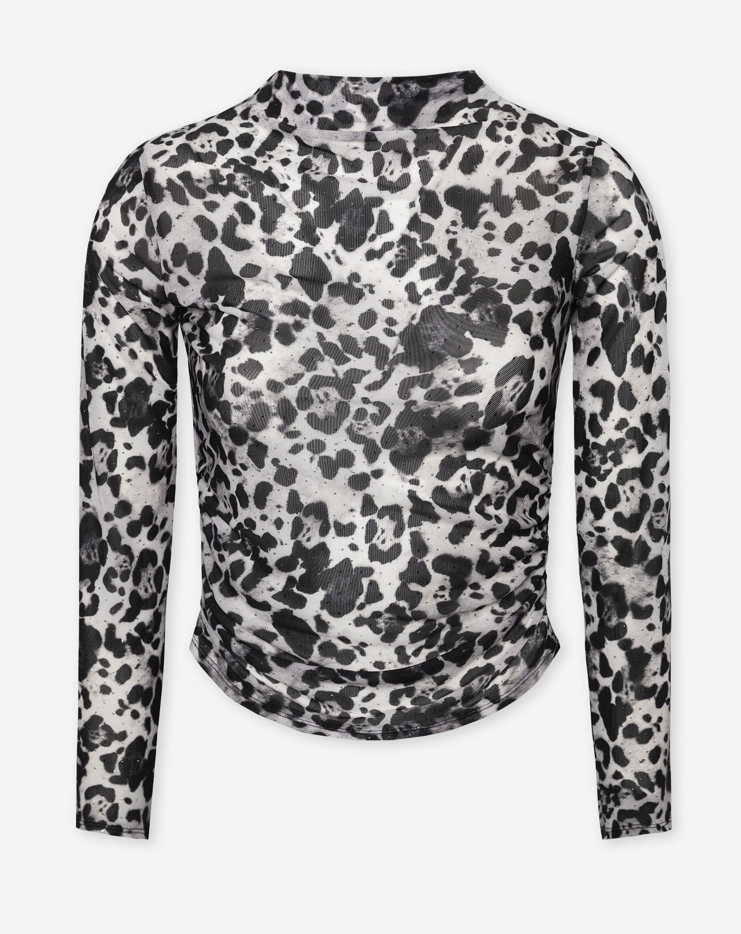 DIAMOND LEOPARD MESH TOP BLACK