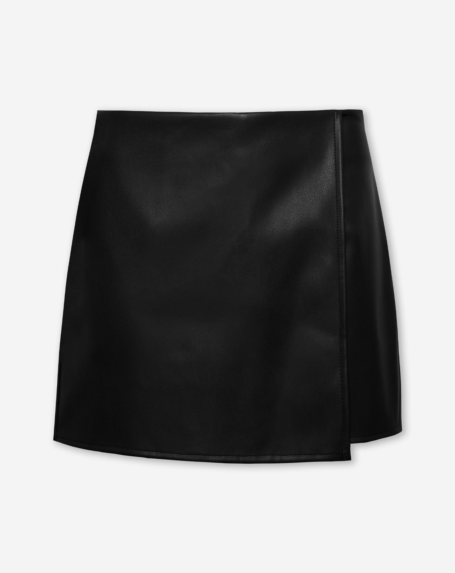 FAUX LEATHER WRAP SKORT ZWART