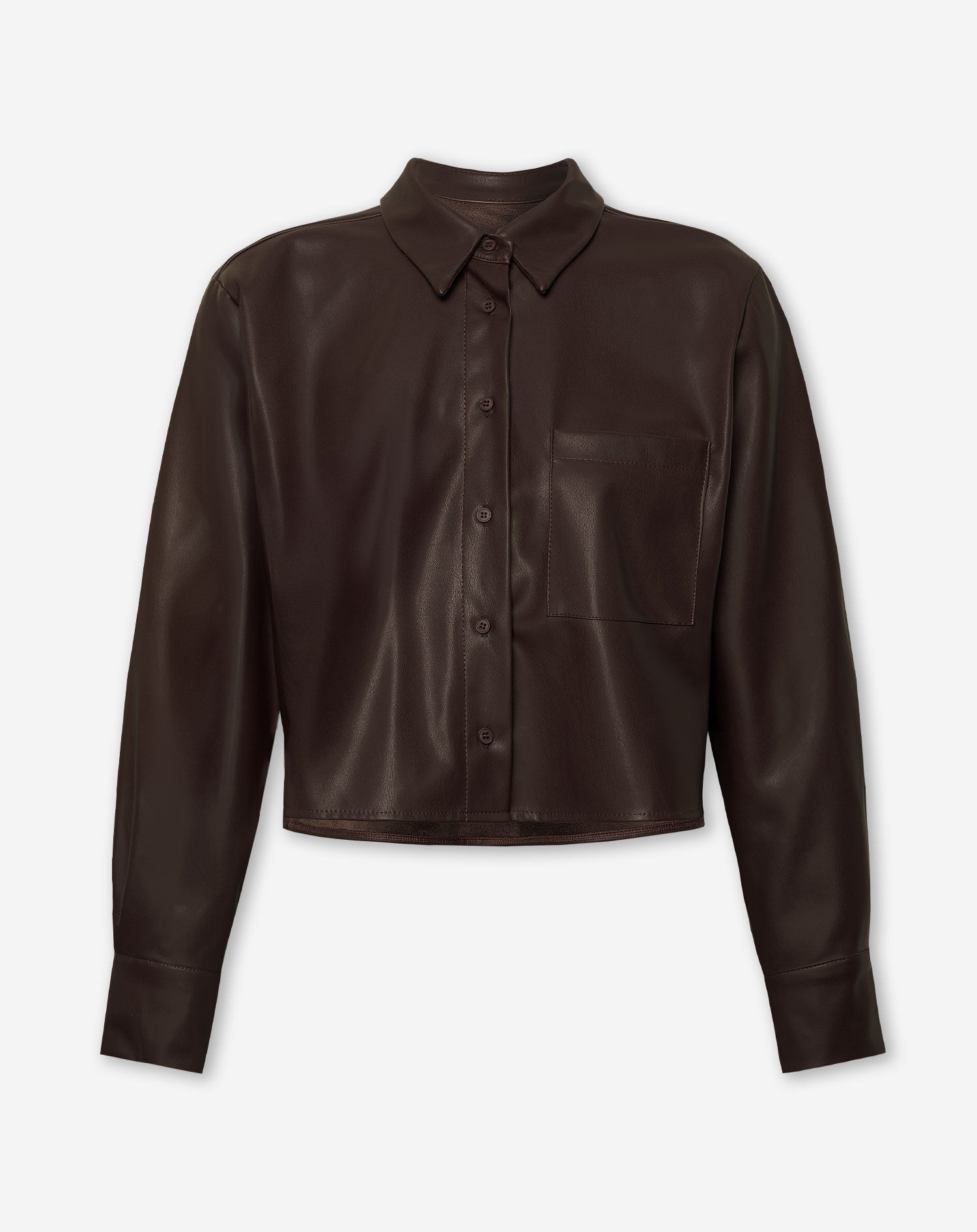 FAUX LEATHER BLOUSE BROWN