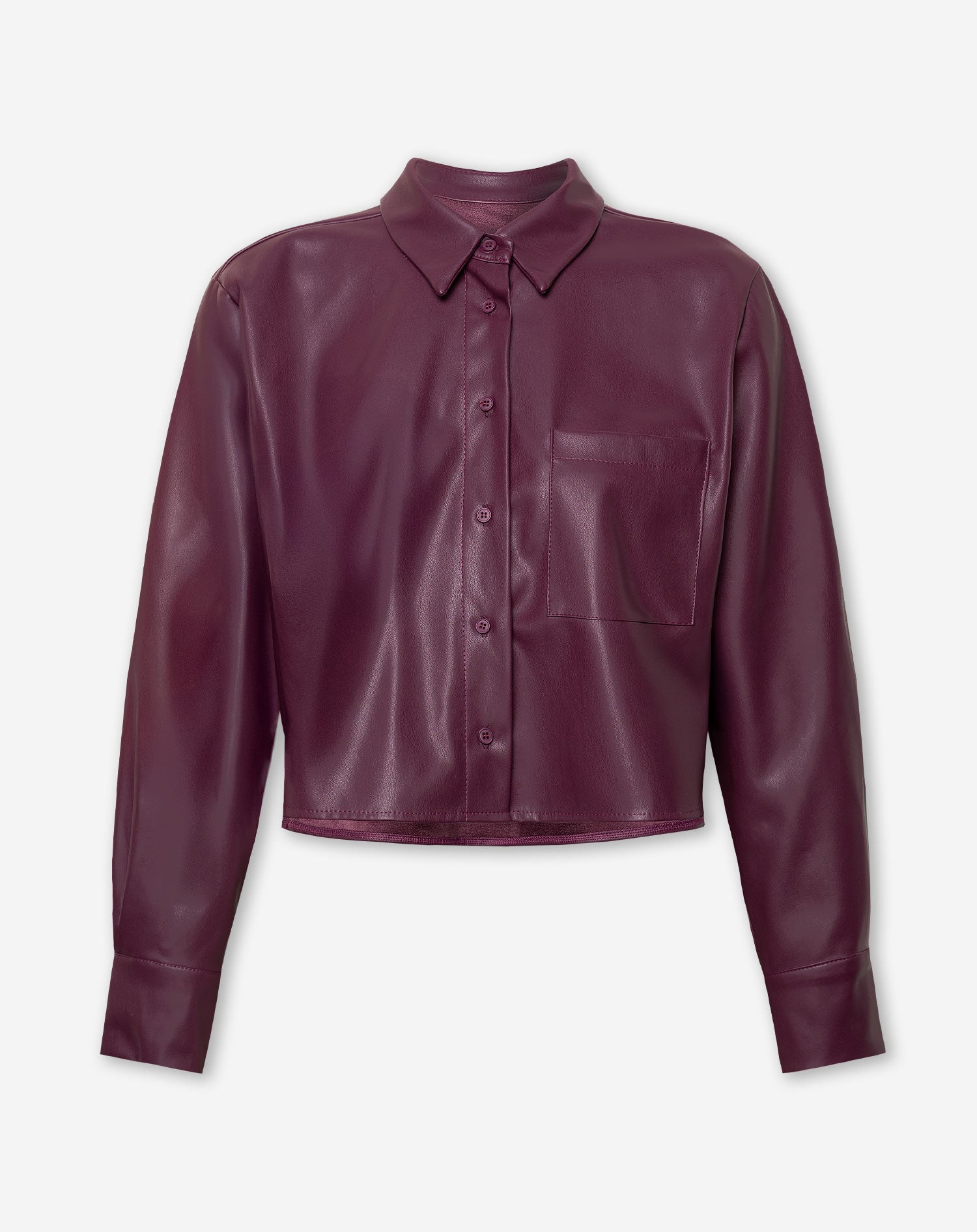 FAUX LEATHER BLOUSE BURGUNDY