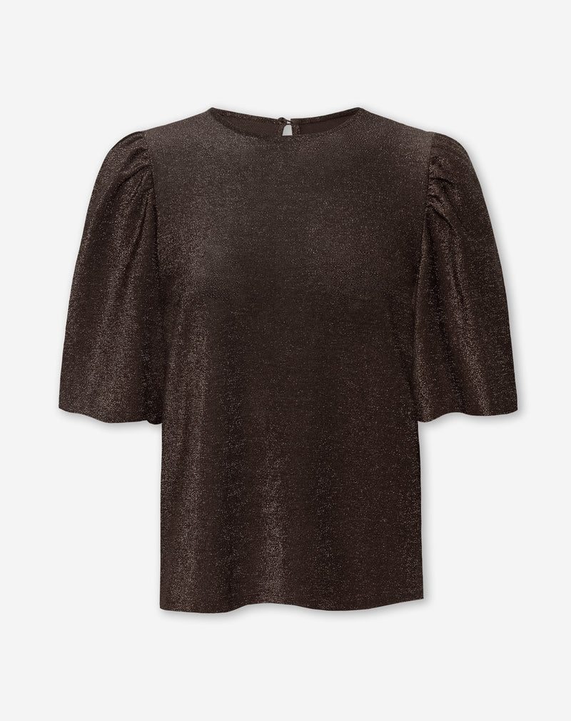 JULIE GLITTER PUFF TOP BRUIN