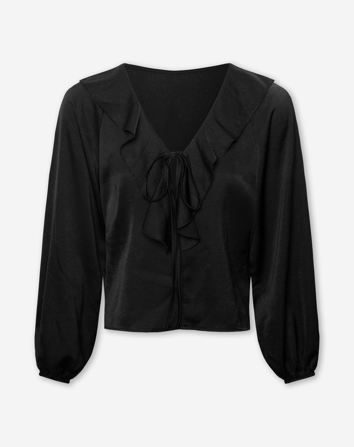 CHRISTY RUFFLE TOP BLACK