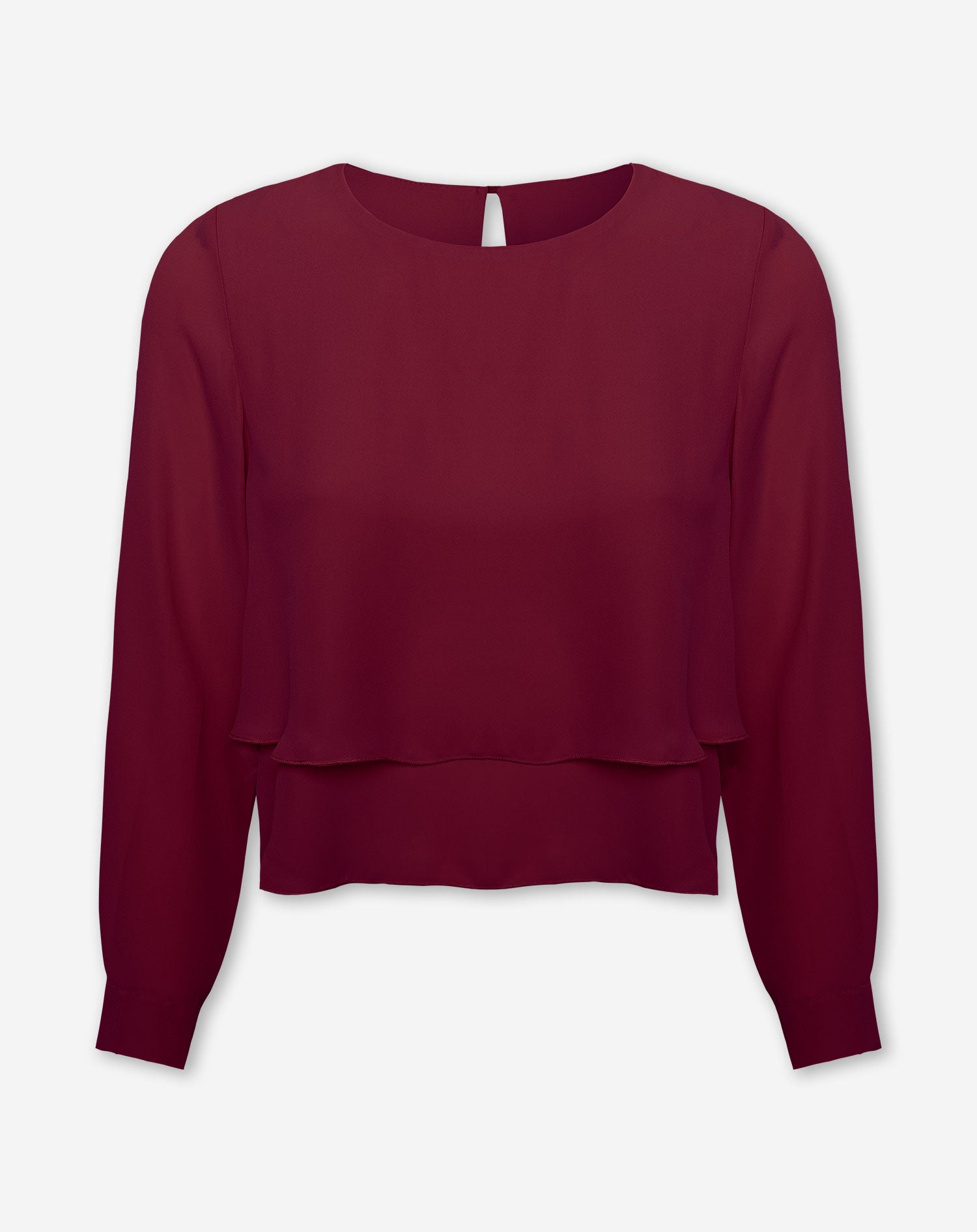 WENDE RUFFLE TOP BURGUNDY