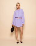 JULIE RUFFLE NECK DRESS LILA