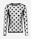 BIG DOTS MESH TOP ZWART