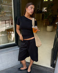 TAMAR OFF SHOULDER SHORT SLEEVE TOP BLACK