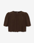 JULIE BUBBLE HEM TOP BROWN