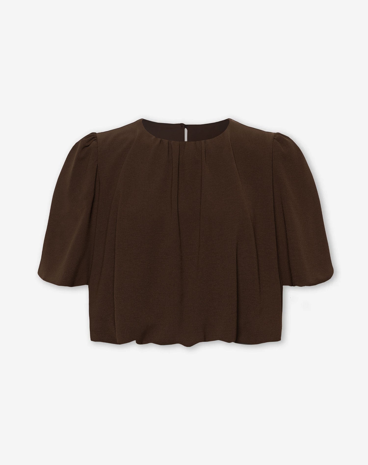 JULIE BUBBLE HEM TOP BROWN