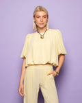 JULIE BUBBLE HEM TOP BUTTER YELLOW
