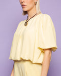 JULIE BUBBLE HEM TOP BUTTER YELLOW