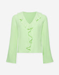 JULIE RUFFLE V-NECK TOP PISTACHE