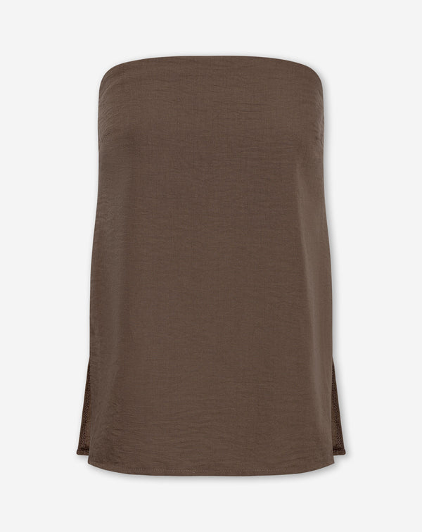 IZZY LINEN STRAPLESS TOP BRUIN