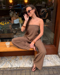 IZZY LINEN STRAPLESS TOP BRUIN