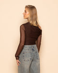ISABELLE OFF SHOULDER MESH TOP BRUIN
