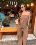 IZZY LINEN STRAIGHT LEG PANTS PETITE BRUIN