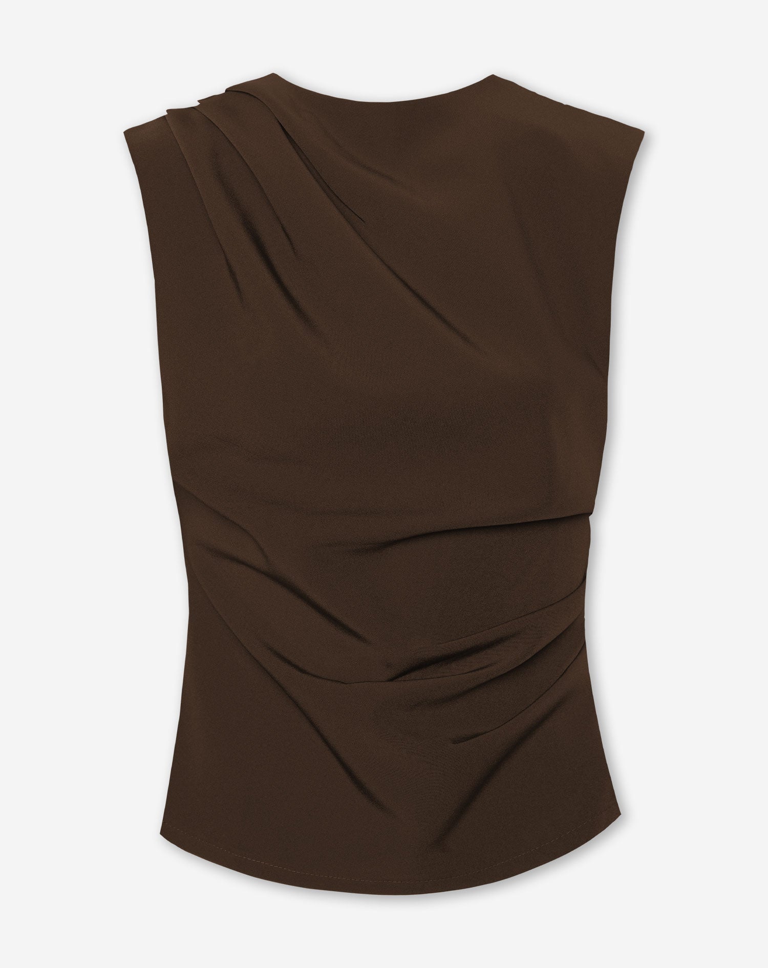 SOFIA RUCHED TOP DARK BROWN