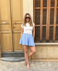 STRIPE RUFFLE SHORT BLUE