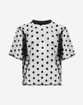 DOTS MESH TEE TOP ZWART