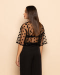 DOTS MESH TEE TOP ZWART