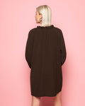 JULIE RUFFLE NECK DRESS BRUIN