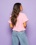 CONTRAST RUFFLE TEE LIGHT PINK