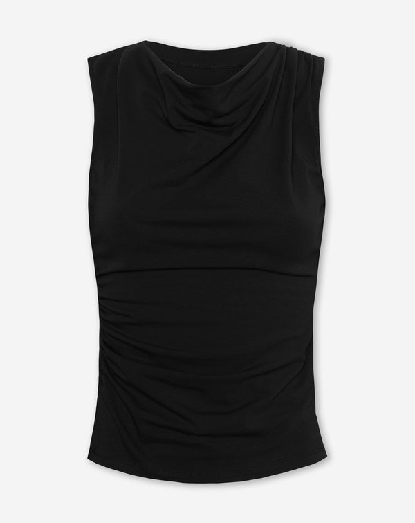 TAMAR DRAPED TOP ZWART