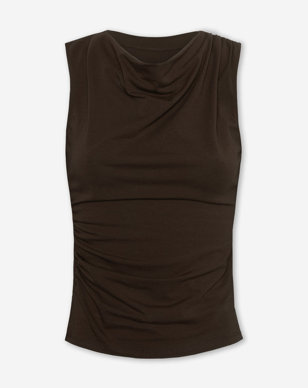 TAMAR DRAPED TOP DONKERBRUIN