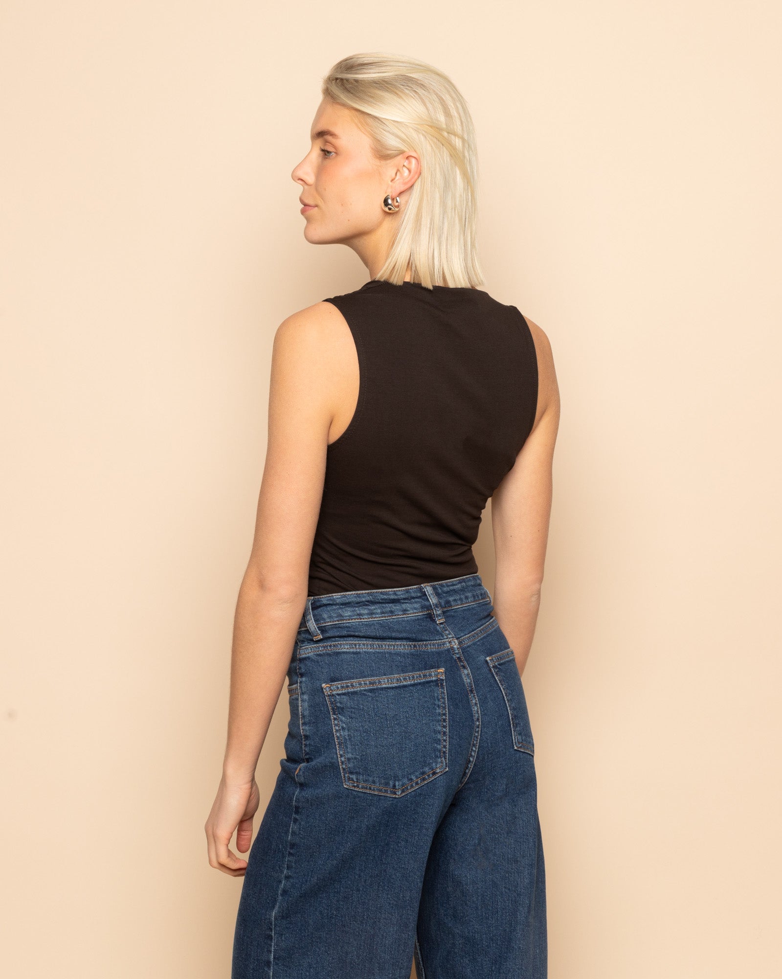 TAMAR DRAPED TOP DARK BROWN