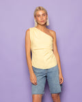 SOFIA ONE SHOULDER RUCHED TOP BUTTER YELLOW