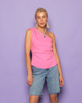 SOFIA ONE SHOULDER RUCHED TOP PINK