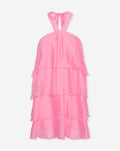 RUFFLE HALTER DRESS PINK