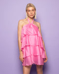 RUFFLE HALTER DRESS PINK