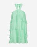 RUFFLE HALTER DRESS PISTACHE