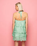 RUFFLE HALTER DRESS PISTACHE