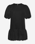 POPLIN PUFF SLEEVE DRESS BLACK