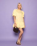 POPLIN PUFF SLEEVE DRESS BUTTER YELLOW