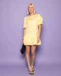 POPLIN PUFF SLEEVE DRESS BUTTER YELLOW