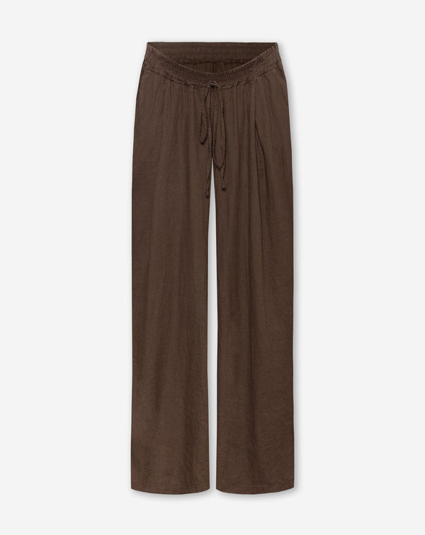 CARMEN LINEN WIDE LEG PANTS MATERNITY BROWN
